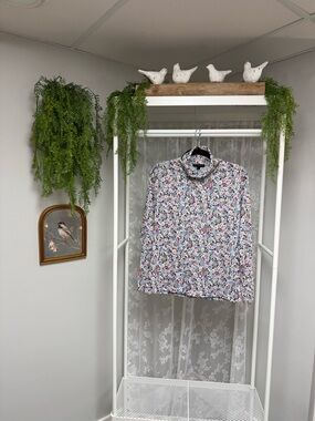 Banana Republic Floral Mesh Long Sleeve Turtleneck Top High Neck - Size Large